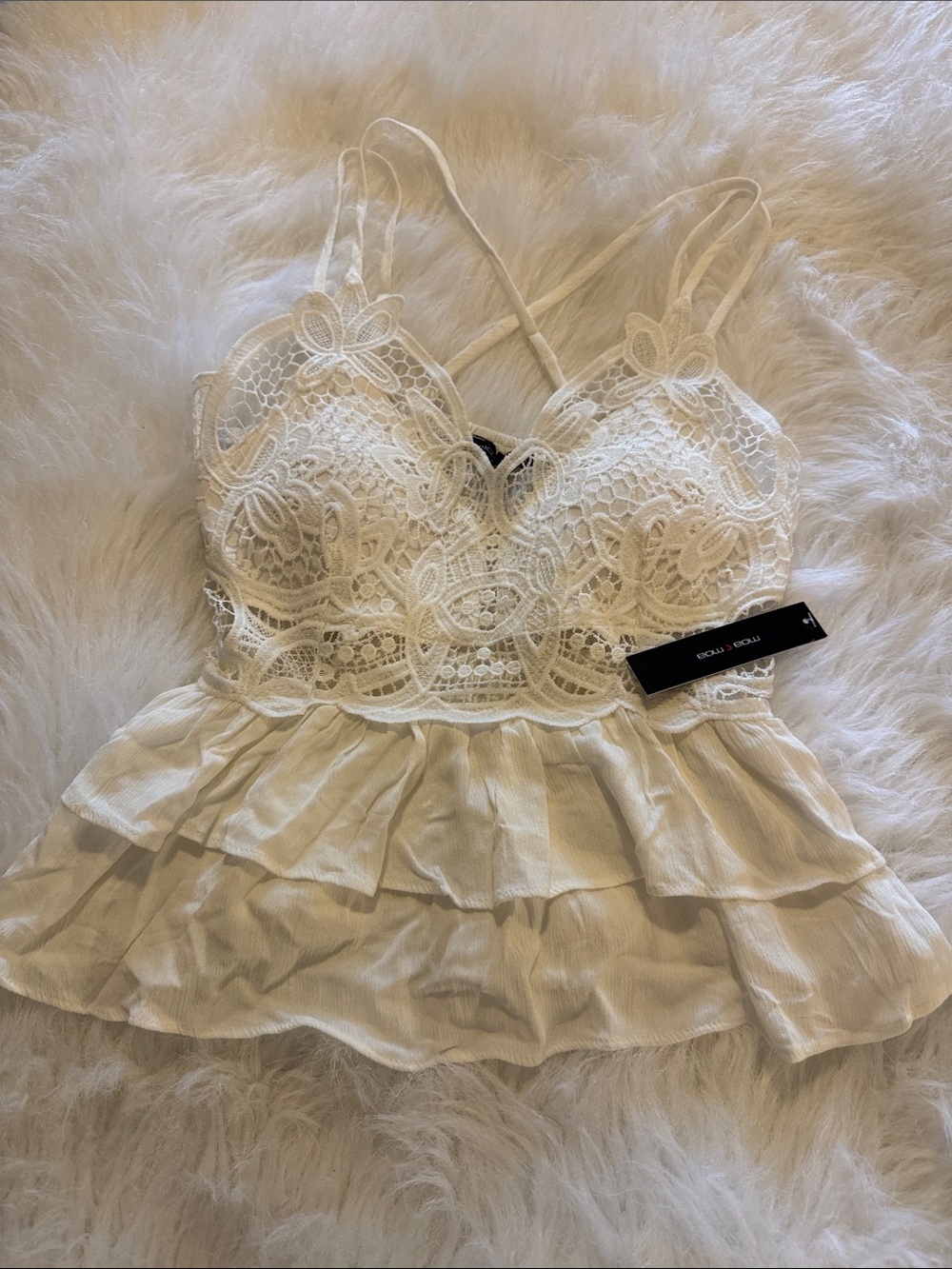 Moa Moa White Lace Crochet Cami